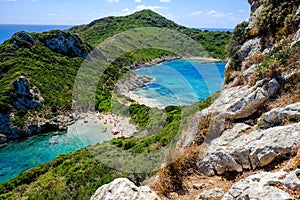 The famous beach Porto Timoni in Corfu