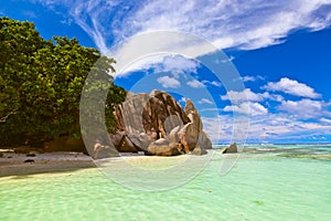 Famous beach Source d`Argent at Seychelles