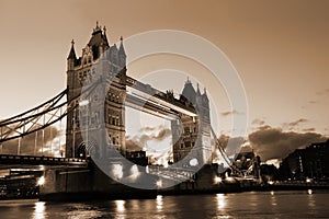 Famous and Beautiful Evening View of Tower Bridge, London, UK