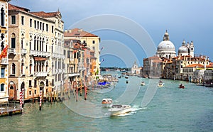 Beautiful view Venice, Italy. Grand canal and Basilica Santa Maria della Salute, Venice, Italy