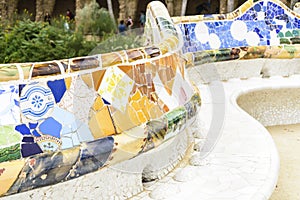 Famous bench in Park Guell, Barcelona