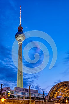 The famous Berlin Television Tower and the trainstation photo