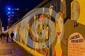 Famous Berlin Wall in the night