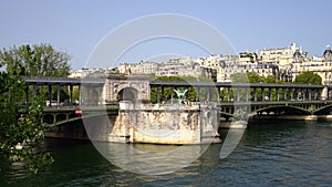 Famous Bir-Hakeim Bridge over River Seine in Paris
