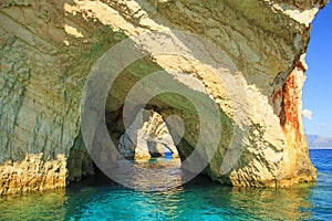 Famous blue caves view on Zakynthos island. Greece.