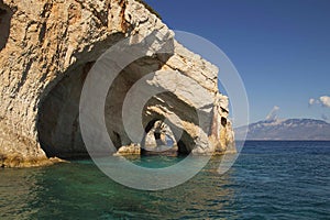 Famous blue caves view on Zakynthos island. Greece.