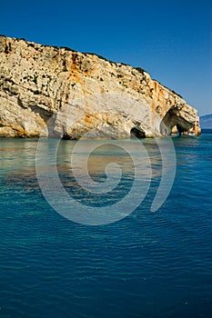 Famous blue caves view on Zakynthos island, Greece