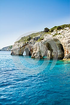 Famous blue caves view on Zakynthos island, Greece