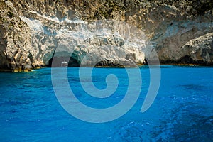 Famous blue caves view on Zakynthos island, Greece