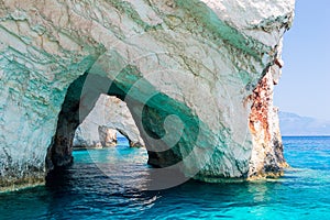 The famous Blue Caves in Zakynthos island