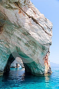 The famous Blue Caves in Zakynthos island