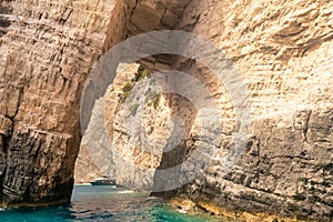 Famous blue caves in Zakynthos island in Greece.