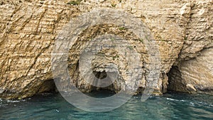 Famous Blue caves on Zakynthos island in Greece. Nature.