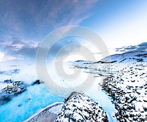 The famous blue lagoon near Reykjavik, Iceland