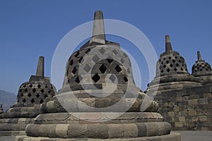 Famous Borobudur temple on a blue sky,