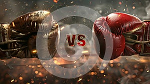 Famous boxing match poster fighting gloves with vs letters for versus in the middle