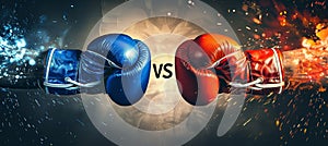 Famous boxing match poster gloves clash with vs letters for versus in the center