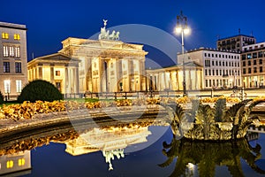 The famous Brandenburger Tor in Berlin at night