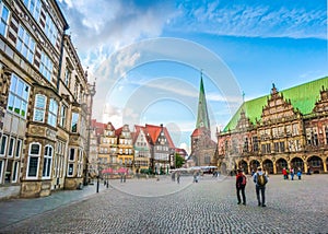 Famous Bremen Market Square in the Hanseatic City Bremen, Germany