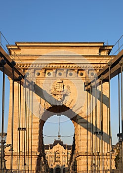 Famous Bridge of Budapest called CHAIN BRIDGE also called Szechenyi lanchid