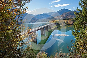 Famous bridge over accumulation lake sylvenstein, upper bavaria