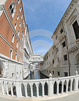 famous Bridge of Sighs in Venice photographed without any person photo