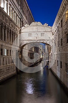 Famous bridge of Sighs in Venice Venice city at night, Italy