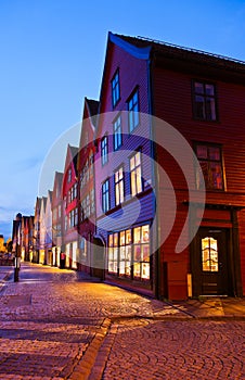 Famous Bryggen street in Bergen - Norway