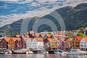 Famous Bryggen street in Bergen, UNESCO World Heritage Site, Norway