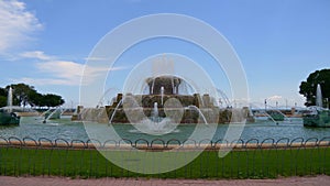 Famous Buckingham Fountain at Chicago Grant Park - CHICAGO. UNITED STATES - JUNE 11, 2019