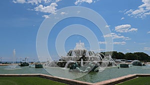 Famous Buckingham Fountain at Chicago Grant Park - CHICAGO, UNITED STATES - JUNE 11, 2019