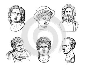 Famous Busts | Antique Art Illustrations photo