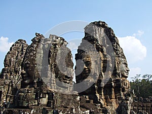 The famous busts at the Bayon temple, Cambodia