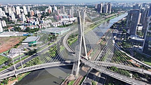 Famous Cable Stayed Bridge At Downtown SÃ£o Paulo Brazil.