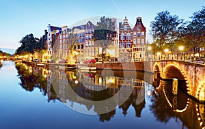 Famous canals of Amsterdam, the Netherlands at duskmous canals o