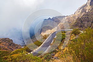 Famous canyon Masca in fog at Tenerife island - Canary