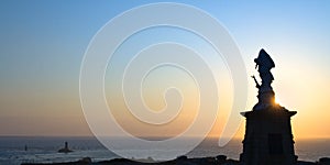 Famous Cape Raz at sunset, France.