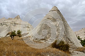 Famous Cappadocian landmark - volcanic rock cones,Turkey