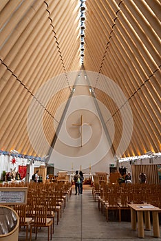 Famous Cardboard Cathedral in Christchurch, New Zealand