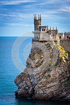 The famous castle Swallow`s Nest on rock top in Crimea