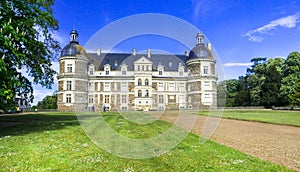 Famous castles of Loire valley - beautiful elegant Chateau de Serrant , Landmarks of France