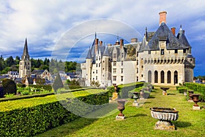Famous castles of Loire valley - impressive Langeais with beautiful gardens