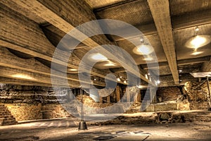 Famous catacombs Cathedral Duomo di Milano on piazza in Milan, Italy, shot in HDR