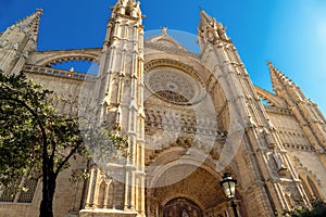 Famous cathedral La Seu in Palma de Mallorca, Spain