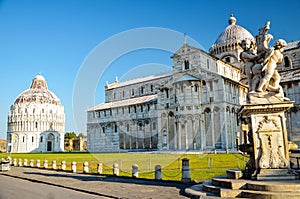 The famous cathedral on Square of Miracles in Pisa, Italy