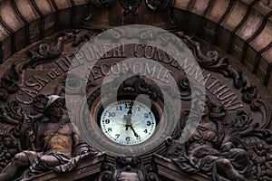 Famous CEC Palace, The Palace of the Savings Bank in the historical center of Bucharest on Victory street, Romania, 2022