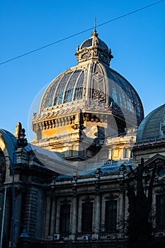 Famous CEC Palace, The Palace of the Savings Bank in the historical center of Bucharest on Victory street, Romania, 2022