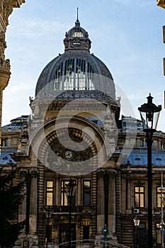 Famous CEC Palace, The Palace of the Savings Bank in the historical center of Bucharest on Victory street, Romania, 2022