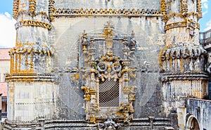 The famous chapterhouse window of the Convent of Christ in Tomar, Portugal, a well-known example of Manueline style