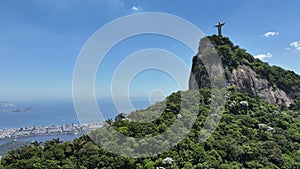 Famous Christ The Redeemer In Downtown Rio De Janeiro Brazil.